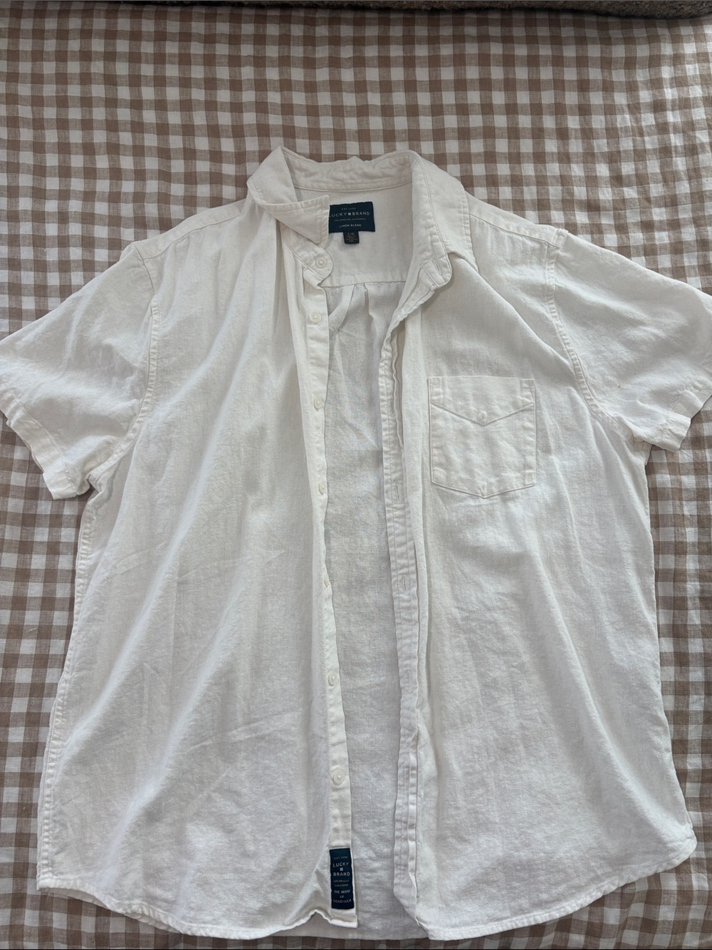 Lucky Brand Men’s White Short-Sleeve Button-Down Shirt